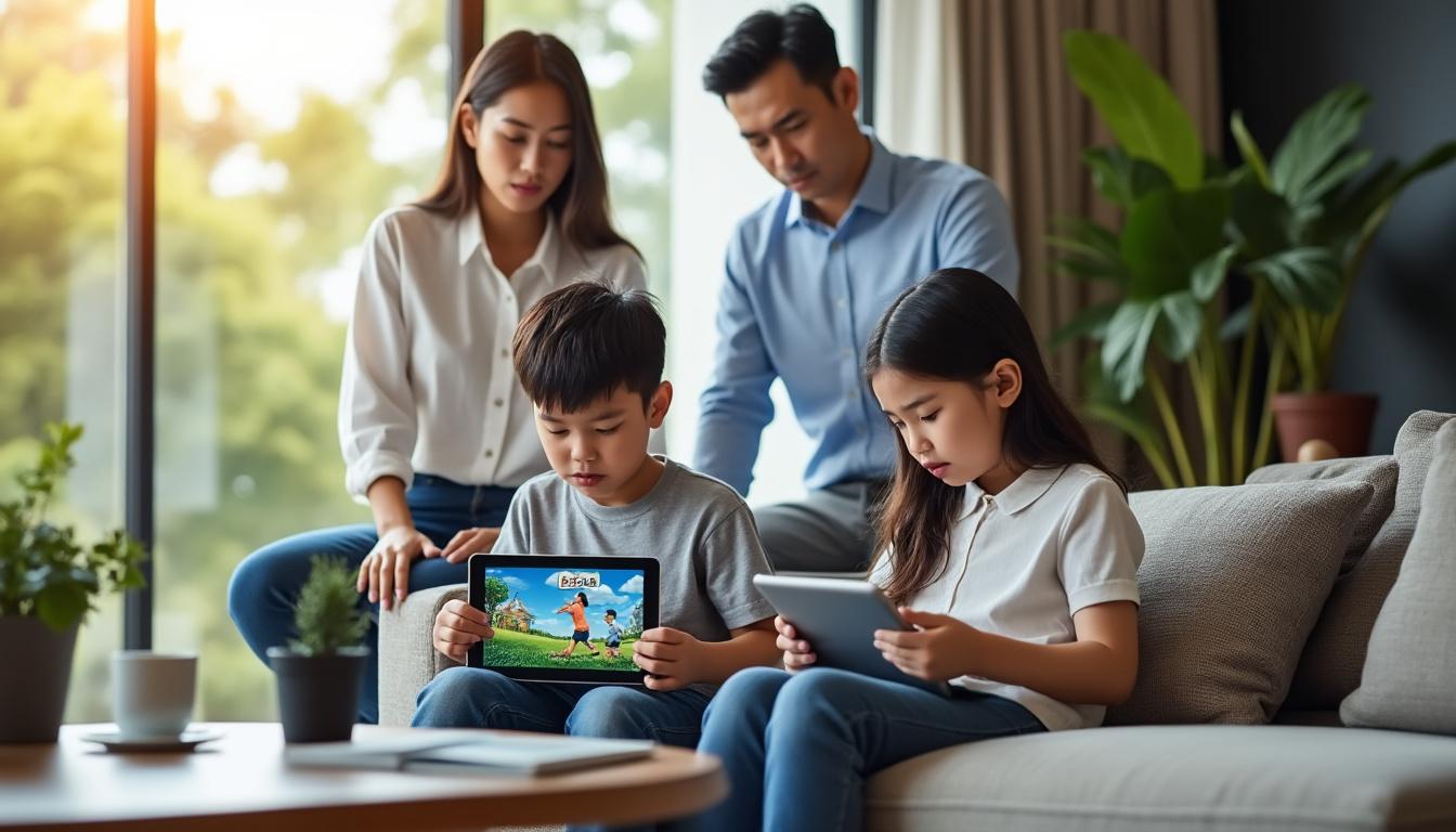 les parents à singapour cherchent des conseils pour équilibrer l'utilisation des écrans par leurs enfants, conciliant apprentissage éducatif et divertissement.