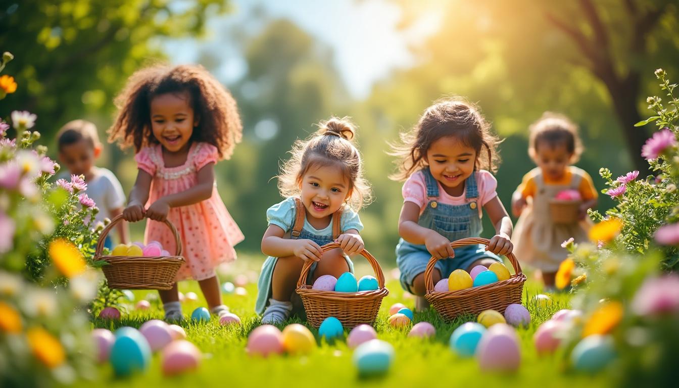 à vouillé, les enfants ont joyeusement participé à la chasse aux œufs, remplissant leurs paniers de douceurs chocolatées lors d'un événement festif et convivial.